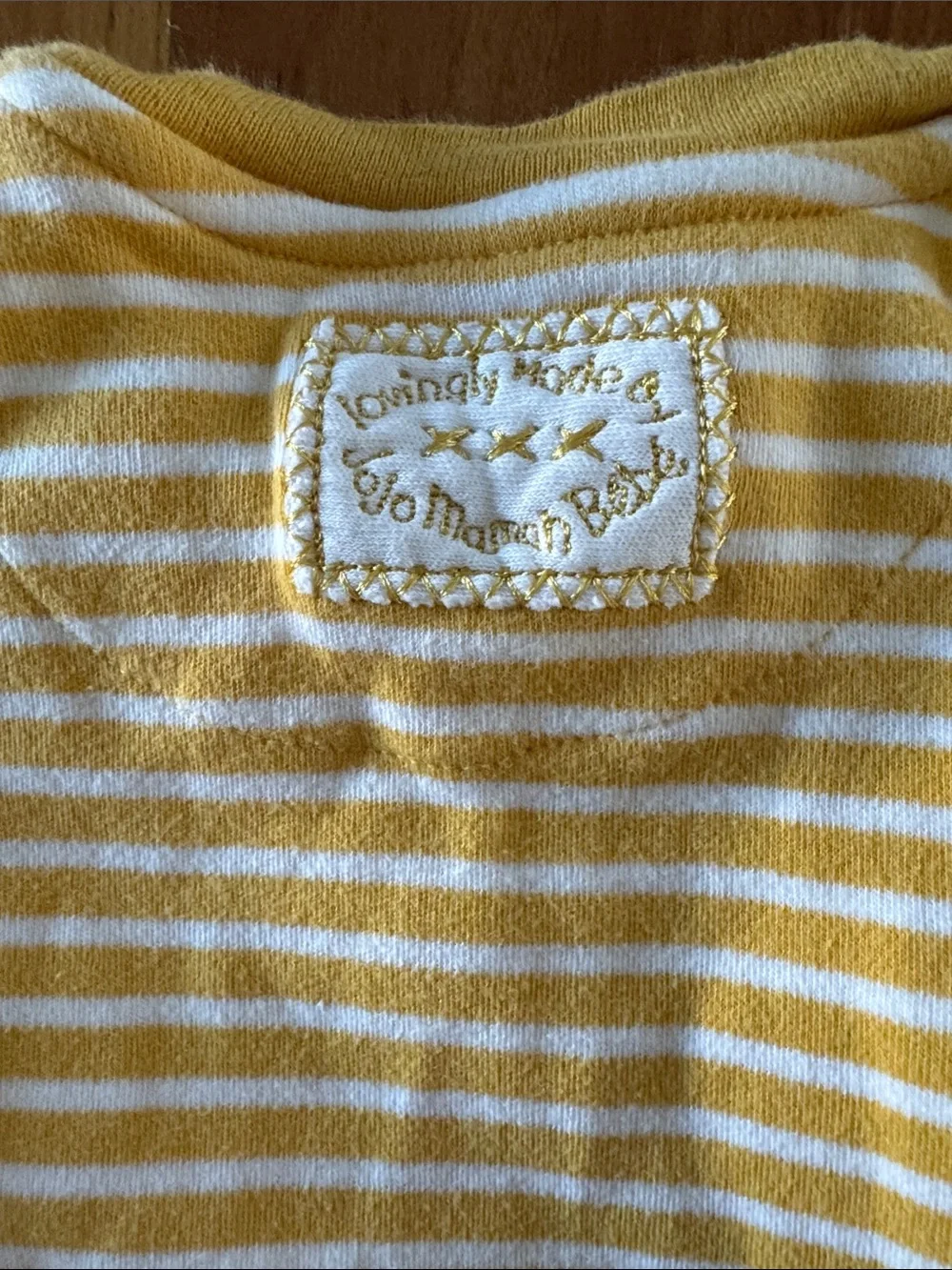JoJo Maman Bebe Yellow Striped Dino Footed One-Piece